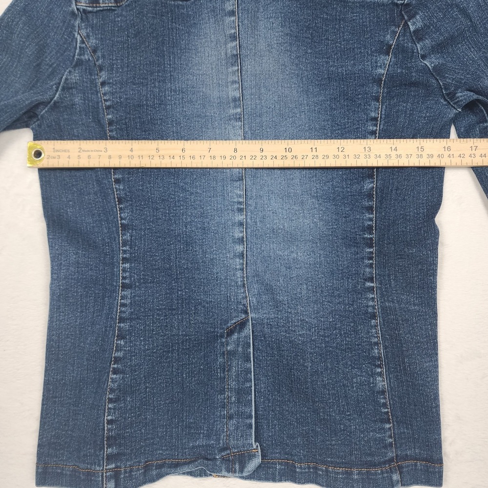 Monteau Denim Jacket Womens Large Blue Stretch Jean Button Front Made USA - Picture 7 of 10